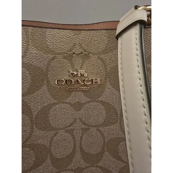 Coach Mollie Bucket Bag 22 Signature Canvas Khaki Chalk Crossbody CA582 - Picture 5 of 11